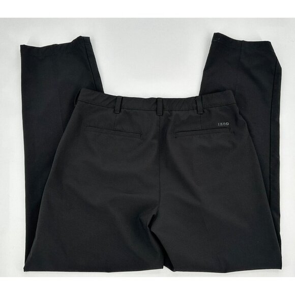 Izod Golf Men's Pants Black Flat Front Casual W34 L32 Polyester Blend - Picture 3 of 5
